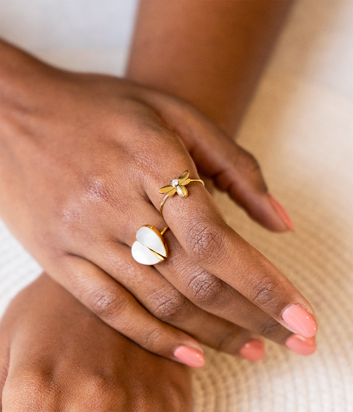 Bague Abeja (Acier doré)